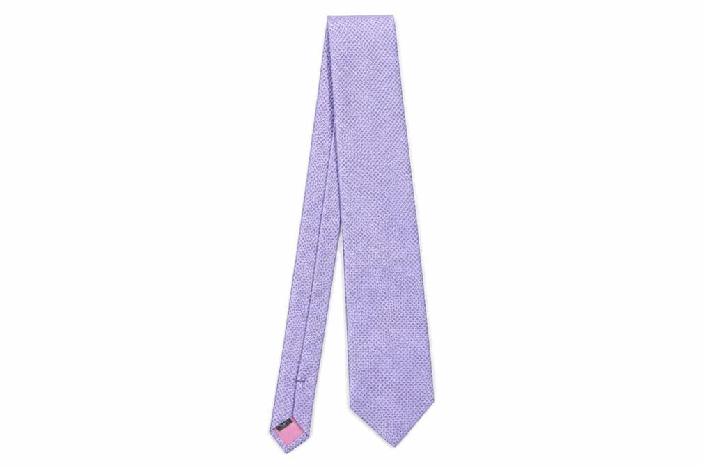 Dehavilland Men's Purple Silk Tie Geometric Pattern