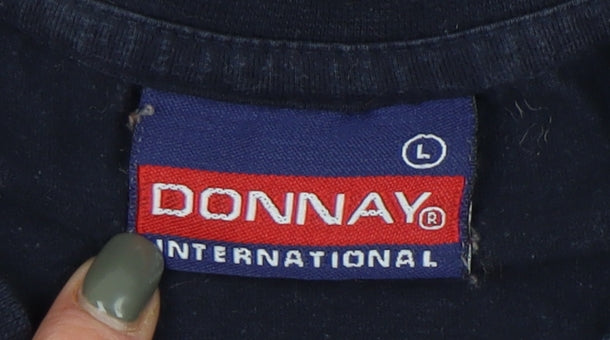 Donnay Men's Black L Crew Neck T-Shirt with Logo