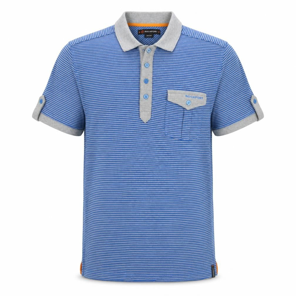 Rockport Men's Blue Striped Polo Shirt - Medium