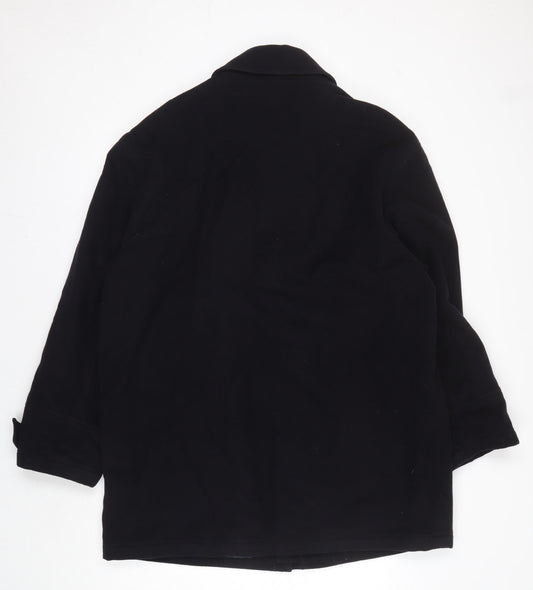 BR Menswear Men's Black Wool Overcoat - M
