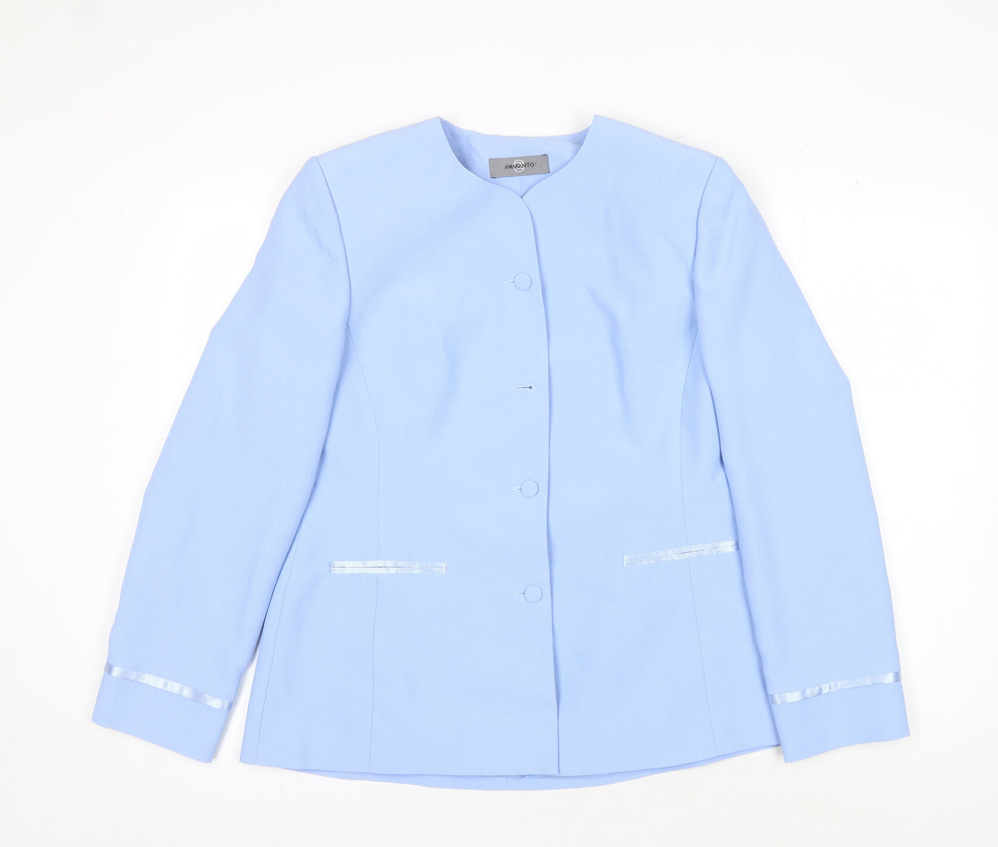 Amaranto Women's Blue Size 14 Suit Jacket