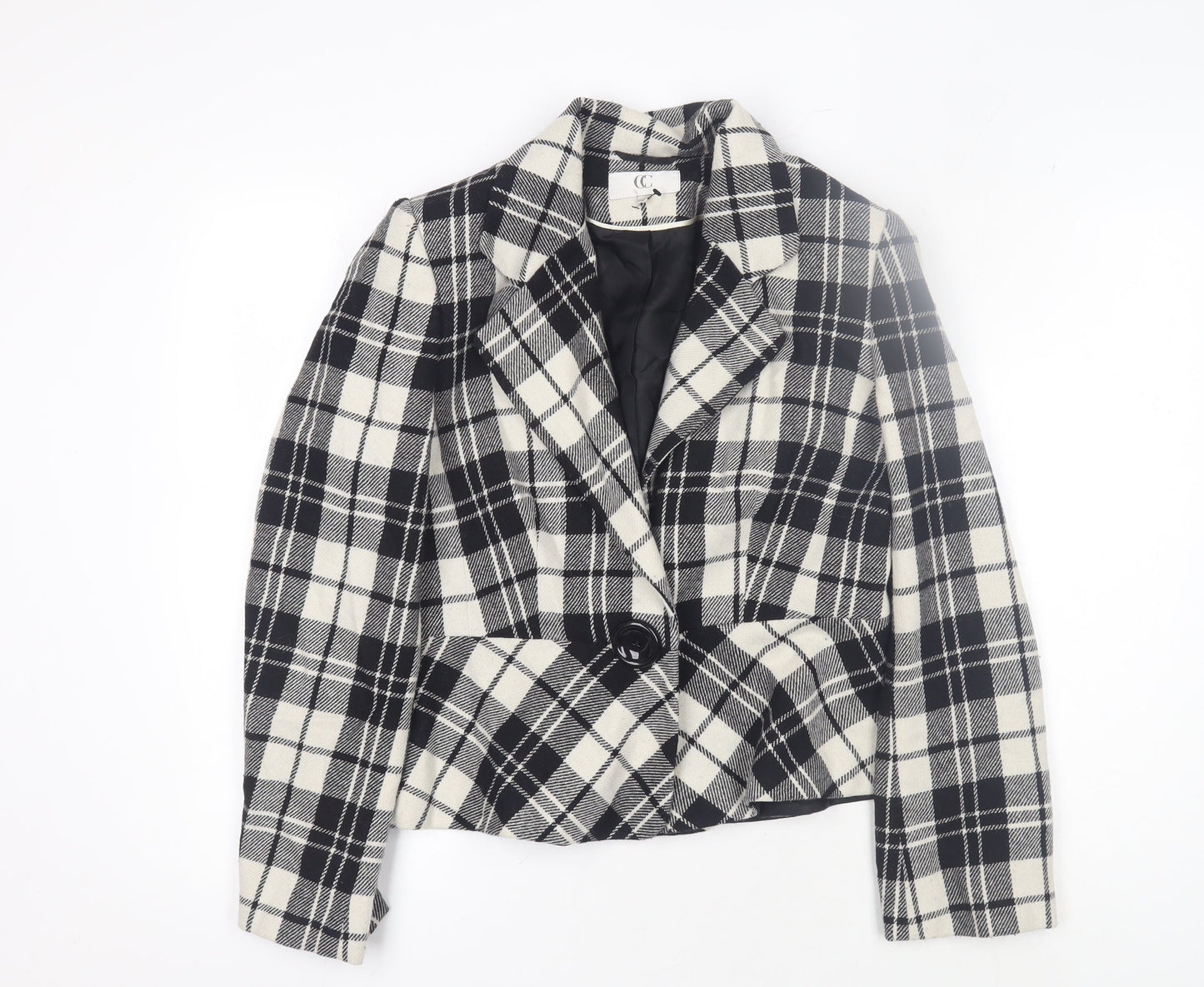 CC Women's Black and White Check Blazer - Size P