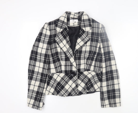 CC Women's Black and White Check Blazer - Size P