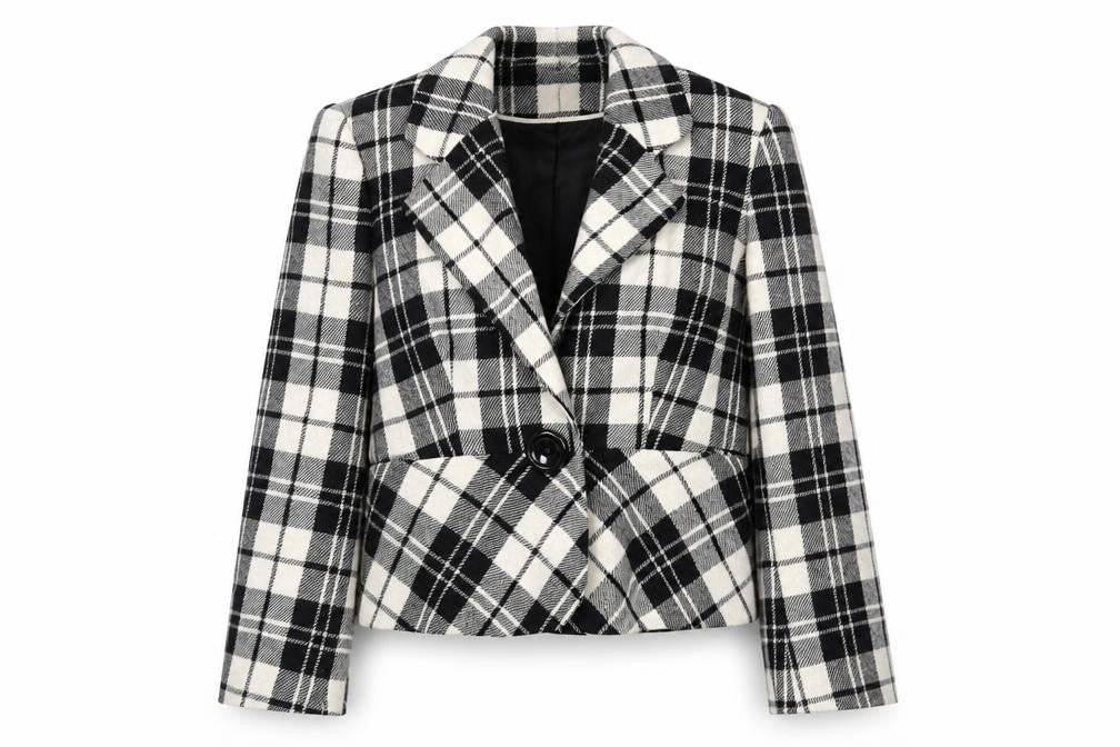 Country Casuals Women's Black and White Check Blazer - Size P