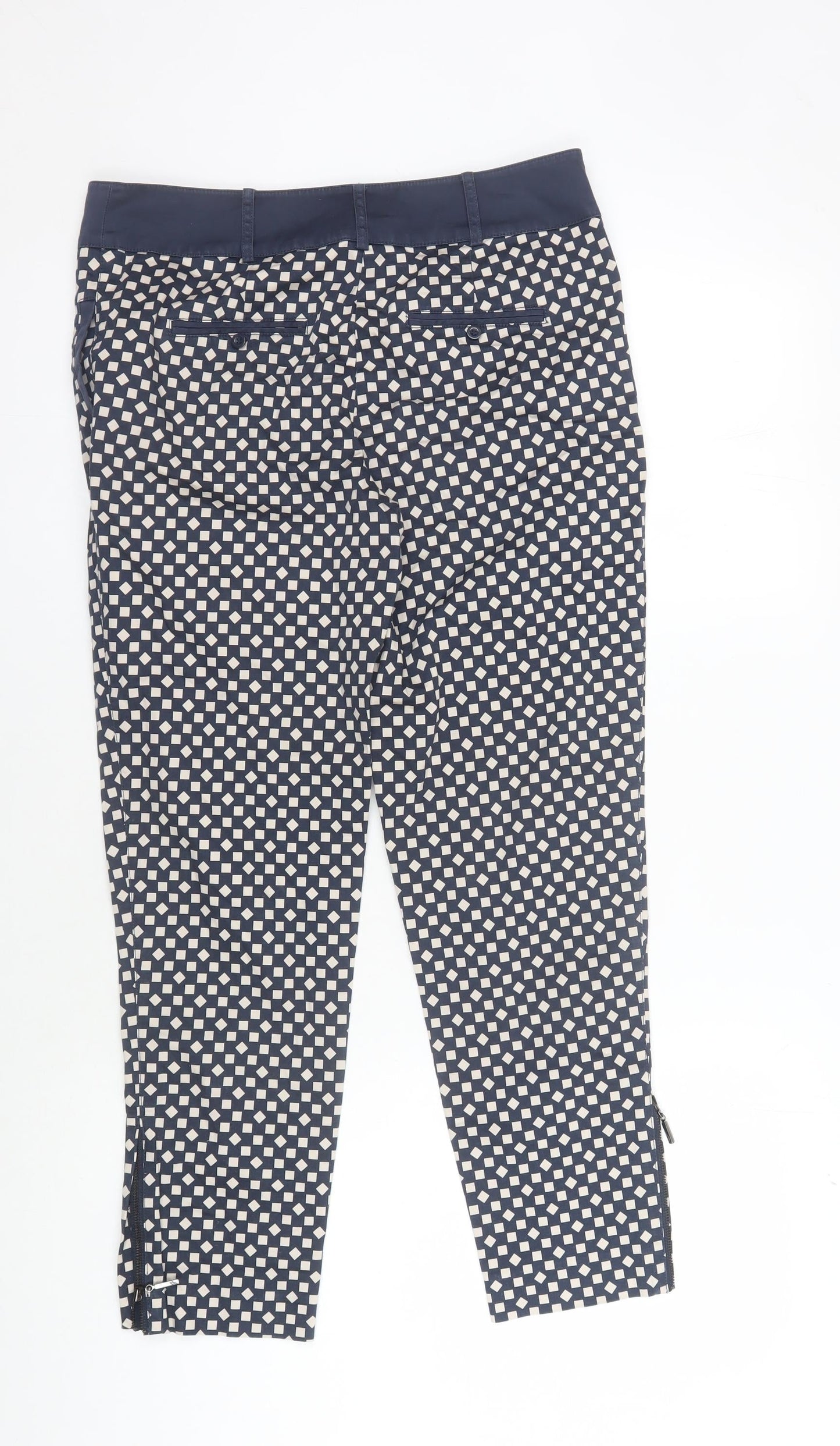 Jasper Conran Women's Blue Geometric Trousers Size 10