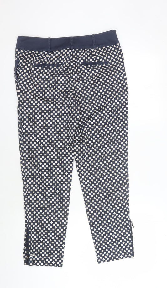Jasper Conran Women's Blue Geometric Trousers Size 10
