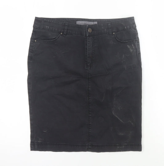 Zara Women's Black Denim Pencil Skirt Knee Length Size 6