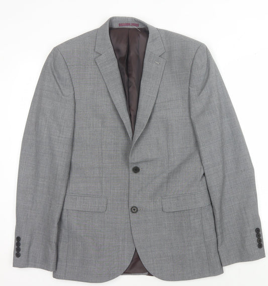 Next Men's Grey Wool Blazer Jacket 38R Regular Fit