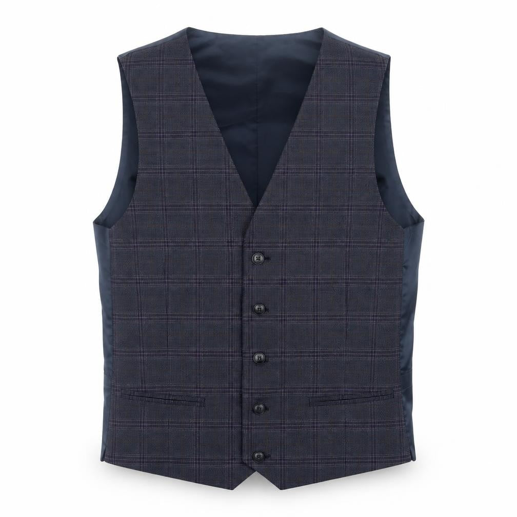Marks and Spencer Men's Blue Plaid Waistcoat 36R