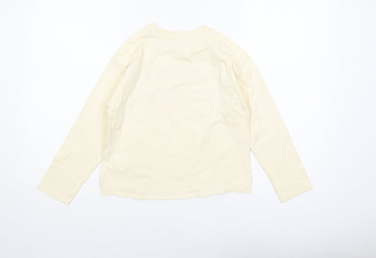Zara Girls Ivory Long Sleeve T-Shirt 9 Years Graphic Print