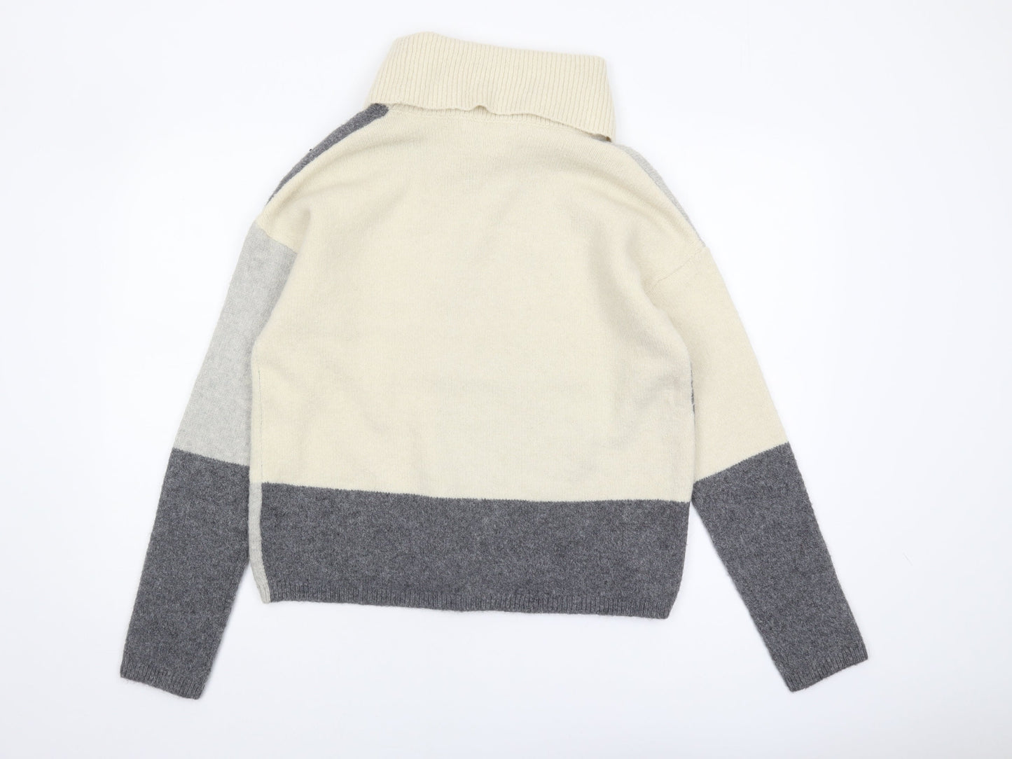 C&C California Womens Grey Geometric Roll Neck Jumper L