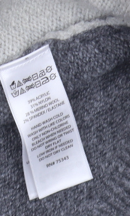 C&C California Womens Grey Geometric Roll Neck Jumper L