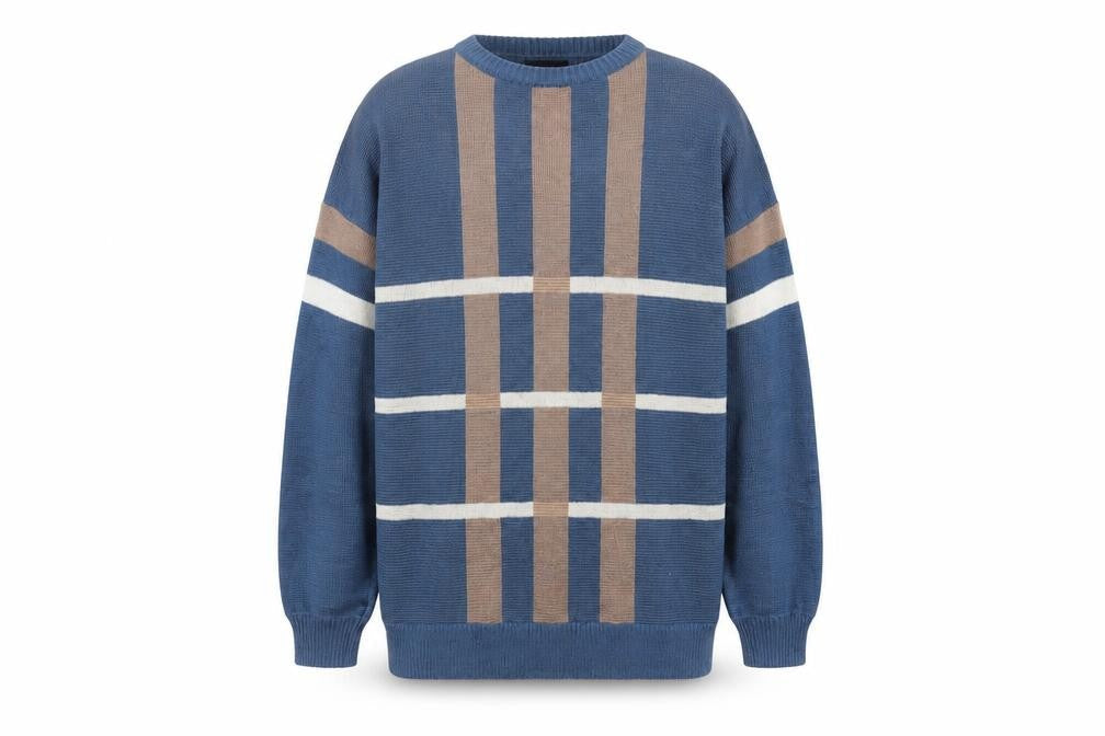 Front view of C&A Men's Blue Striped jumper XL