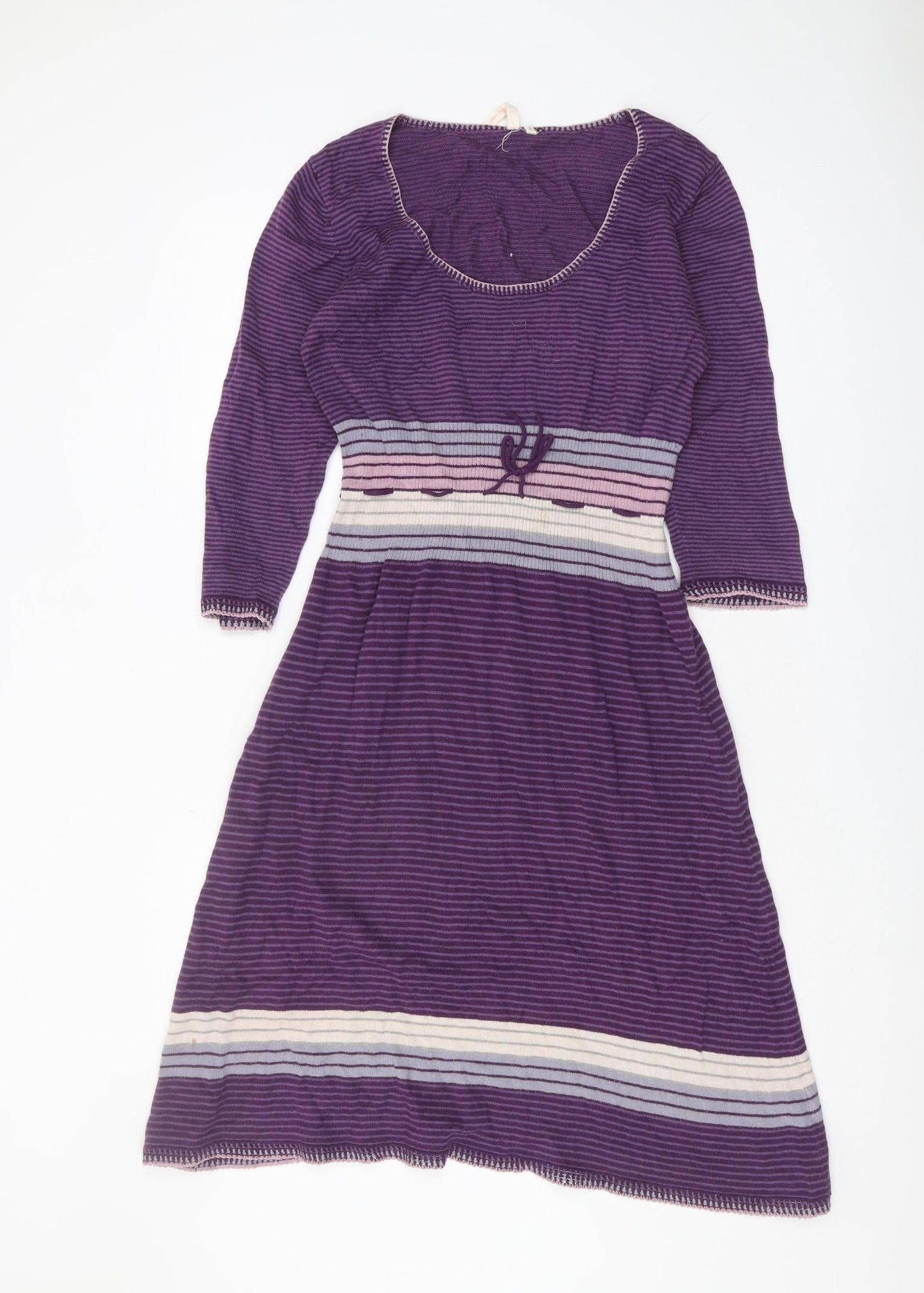 White Stuff Women’s Purple Striped Knit Pullover Jumper Size 12
