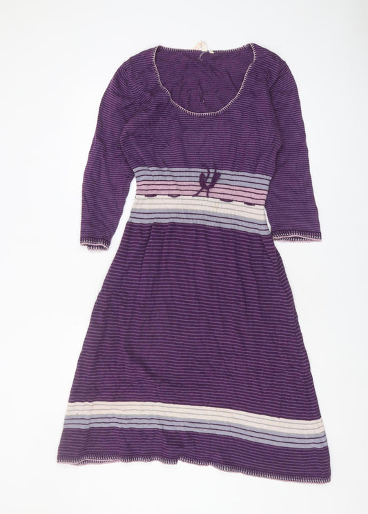 White Stuff Women’s Purple Striped Knit Pullover Jumper Size 12