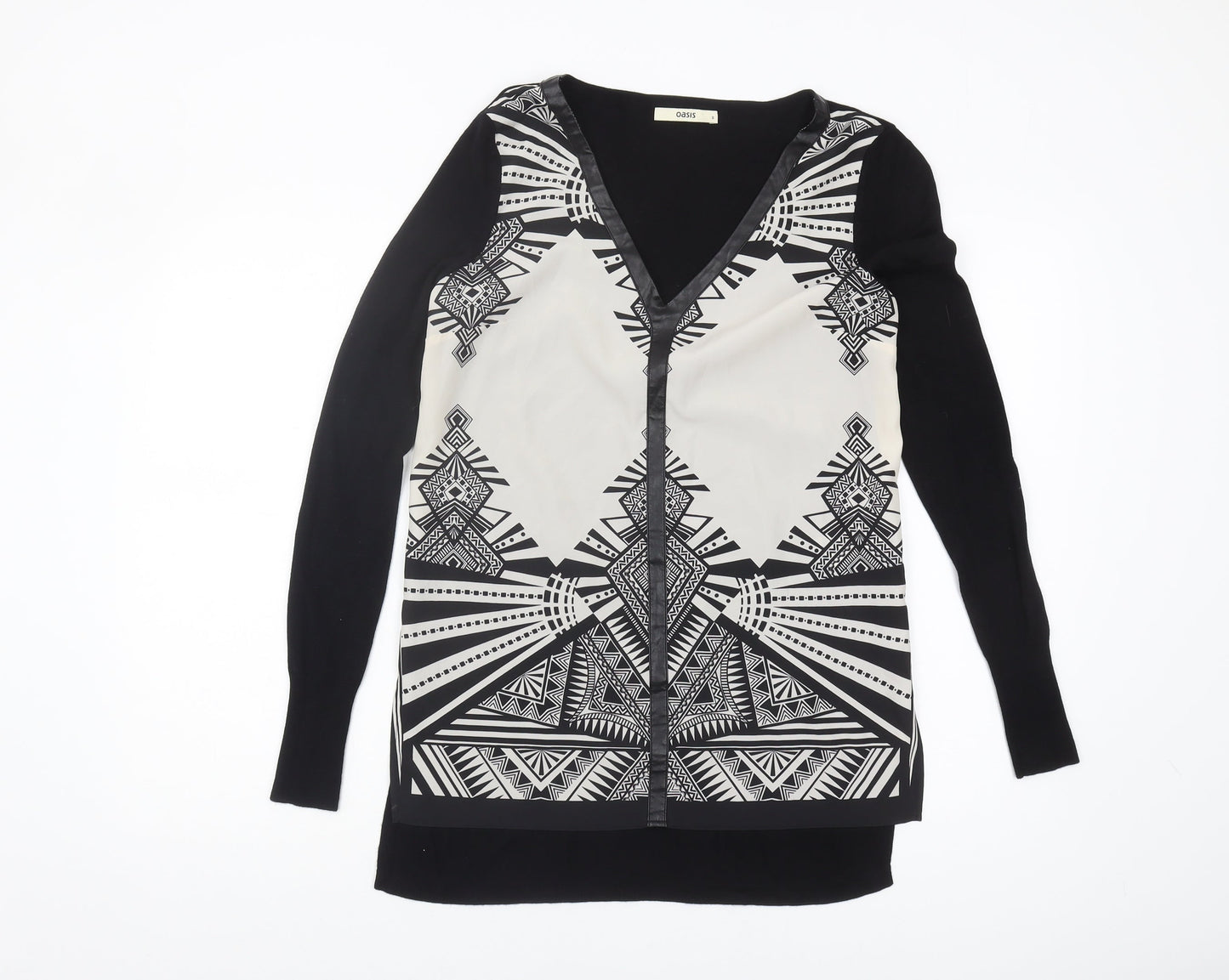Oasis Women's Black Geometric Aztec Cardigan S