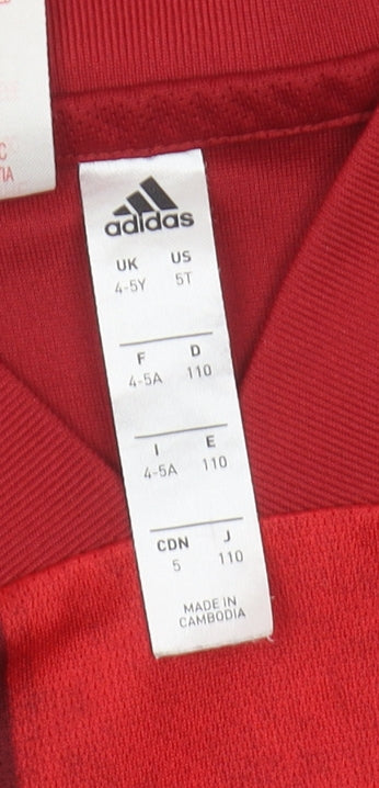 Adidas Boys Red 4-5Y Football Polo Shirt