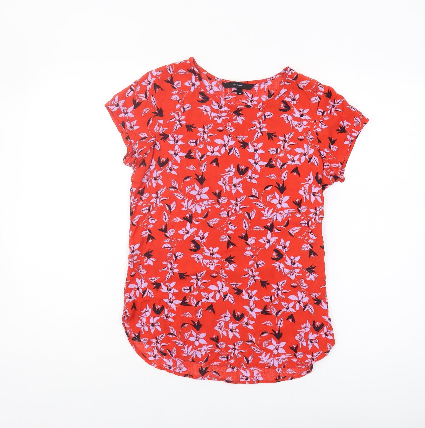 Womens UK Size XS VERO MODA Red Viscose T-Shirt
