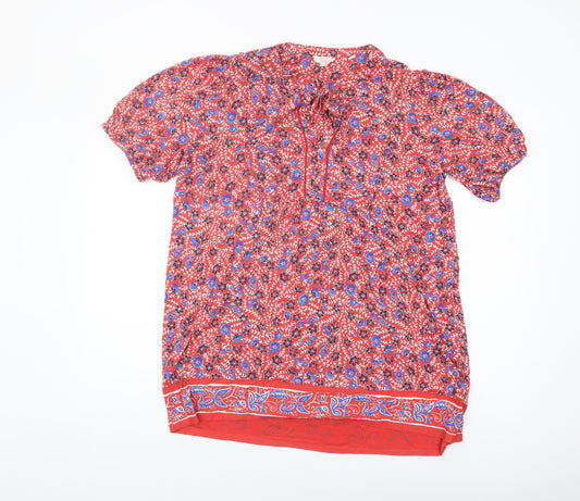 Fat Face Women's Red Floral Tunic Blouse, Size 12
