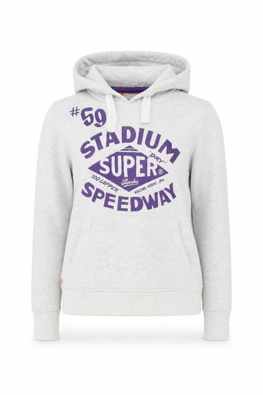 Womens UK S Regular Superdry White Pullover Hoodie