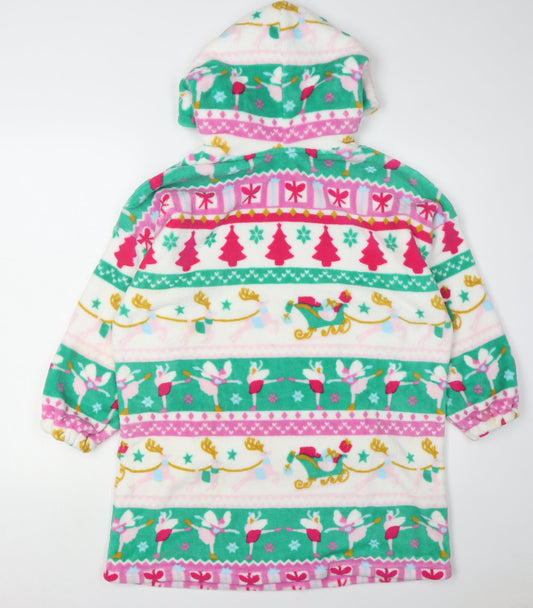 Monsoon Girls Christmas Fleece Robe, Multicoloured 9-10 Years