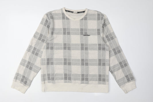 Calvin Klein Men's Grey Plaid Pyjama Top M