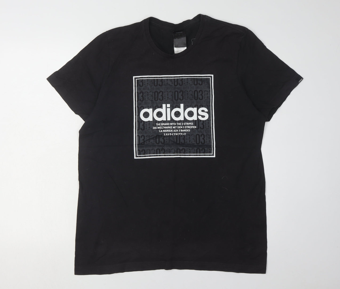 Adidas Men's Black Graphic Print T-Shirt, Medium