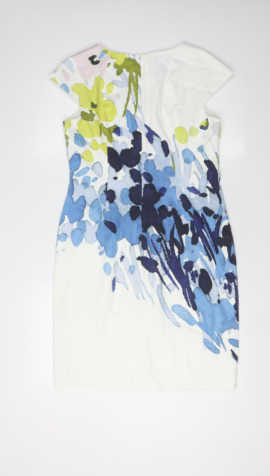 Hobbs Women's Multicoloured V-Neck Dress UK 12