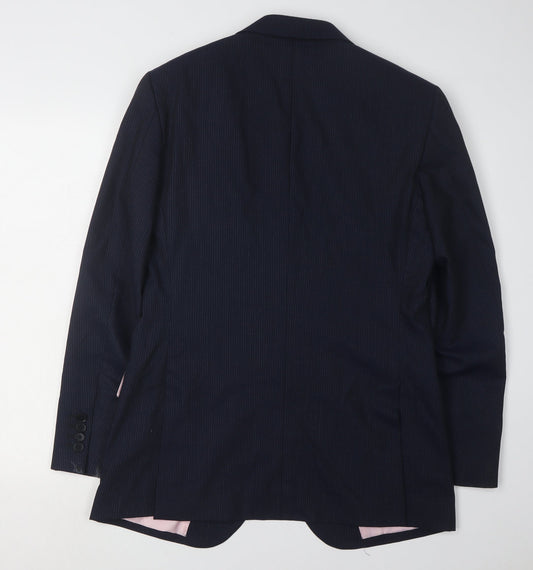Charles Tyrwhitt Men's Blue Striped Blazer, Size 38R