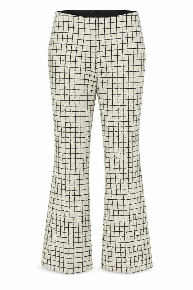 Zara Women's Ivory Check Flared Trousers, Size M