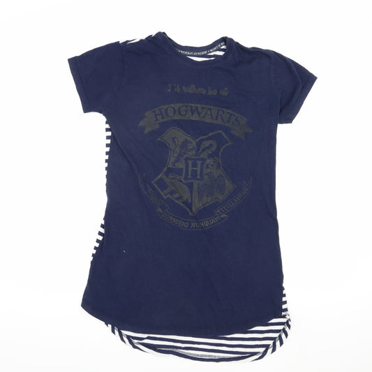 Harry Potter Teens Blue Striped T-Shirt, Size 6-8