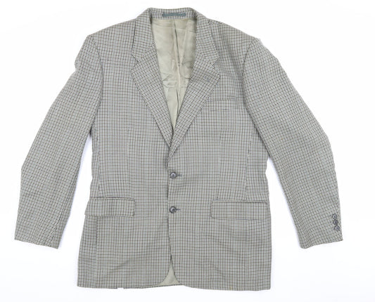 Premiere Collection Men's Grey Check Blazer 40 Long