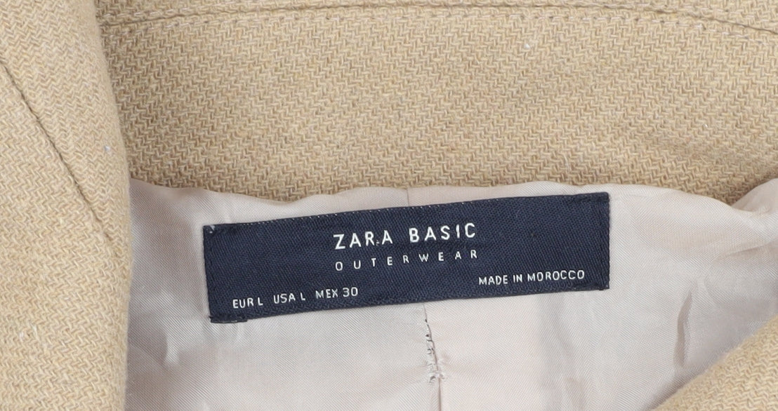 Zara Women's Beige Wool Mid-Length Coat L