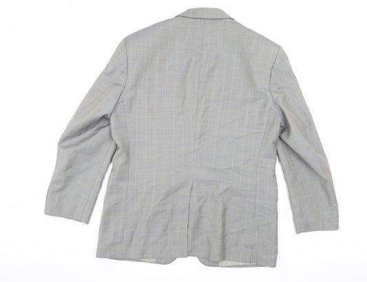 Marks and Spencer Men's Grey Check Blazer, 40 Short, Wool