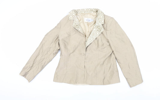 Presen Women's Beige Silk Suit Jacket Size 14