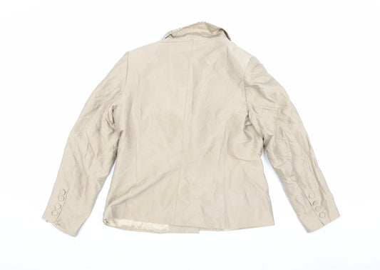 Presen Women's Beige Silk Suit Jacket Size 14