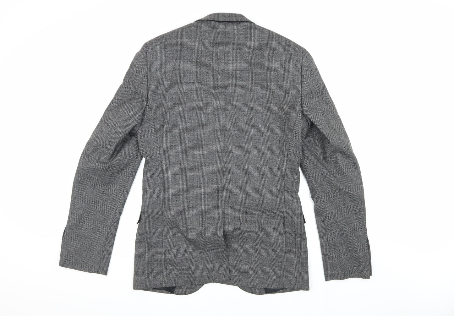Next Men's Grey Checked Blazer 38L Long Sleeve Formal
