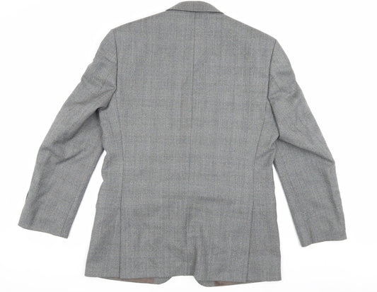 Label Men's Grey Blazer, Size 40, Regular Fit Wool Jacket
