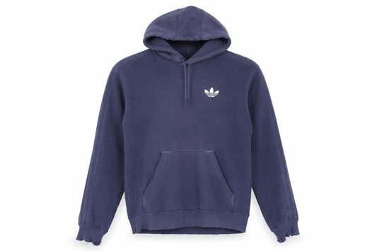 Front view of Adidas Men's Blue S Pullover Hoodie with Logo