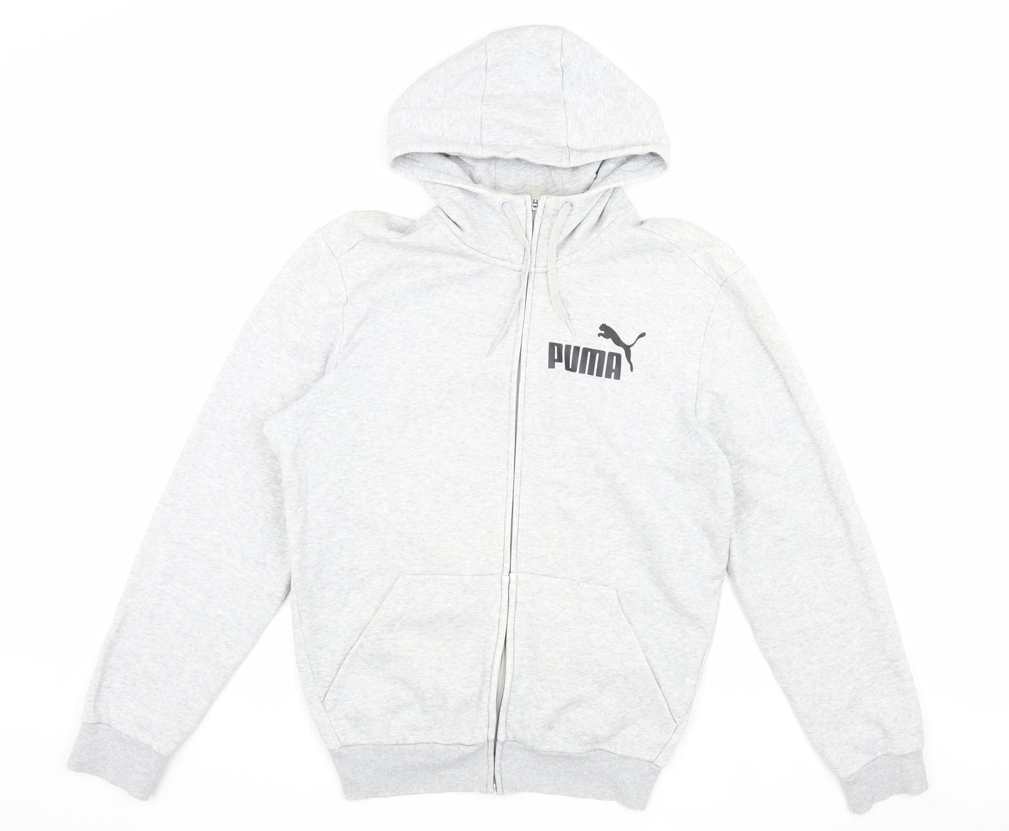 Puma Men's Grey Hooded Jacket L Full Zip Casual
