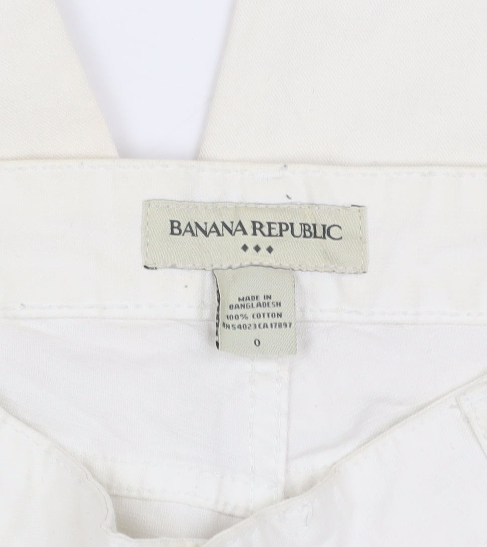 Banana Republic Women's White Chino Shorts 2XS Cotton