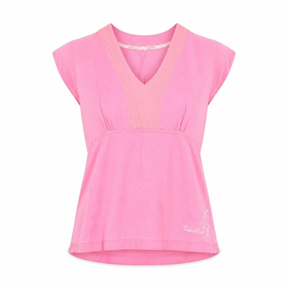 Womens UK Size M Weird Fish Pink Linen Blend Blouse