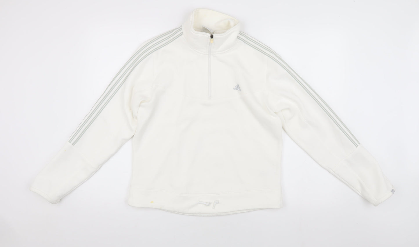 Adidas Women's White 1/4 Zip Sweatshirt, Size 14