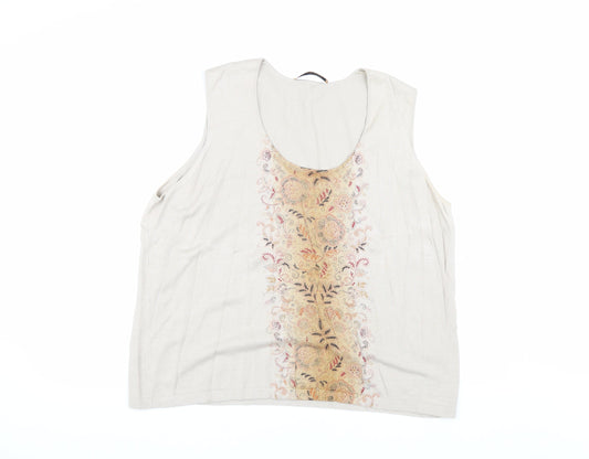 Windsmoor Women's Beige Plus Tank Top - Size L+, Embroidered
