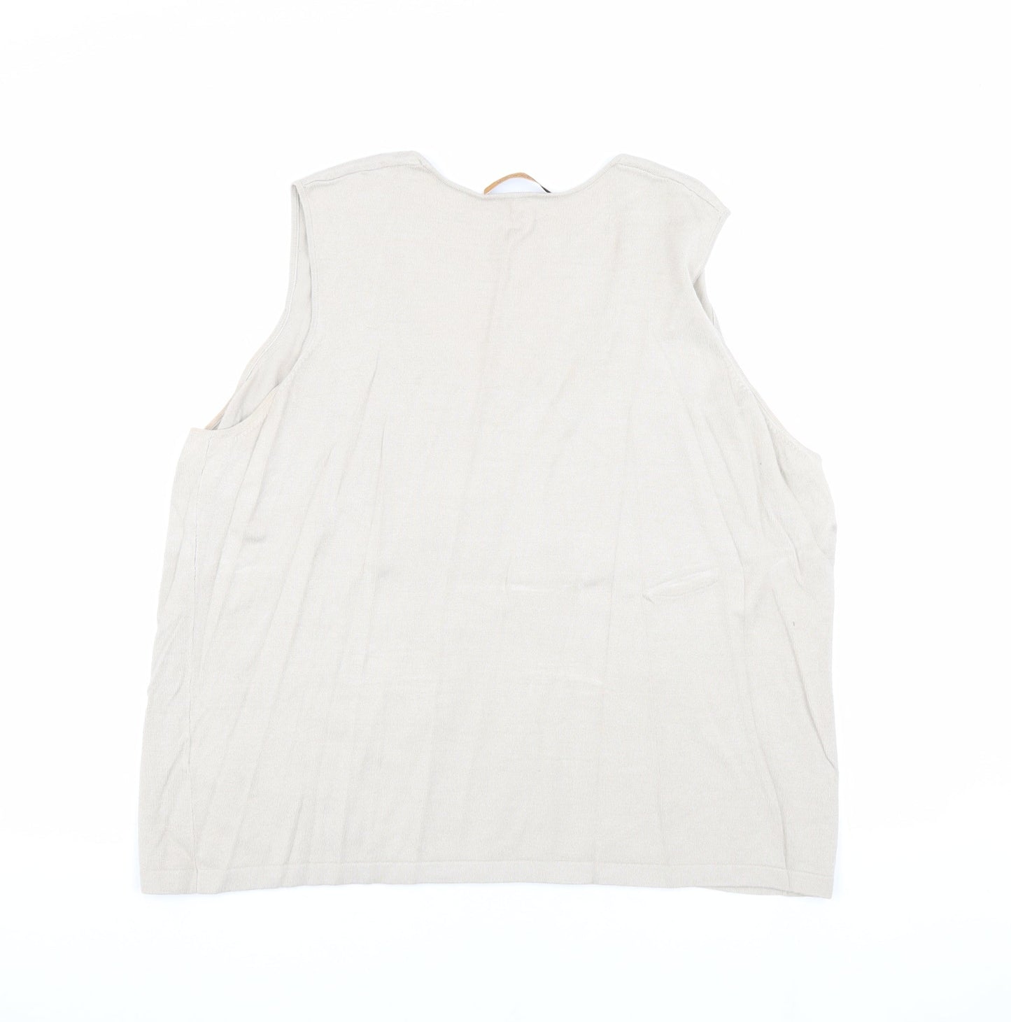 Windsmoor Women's Beige Plus Tank Top - Size L+, Embroidered
