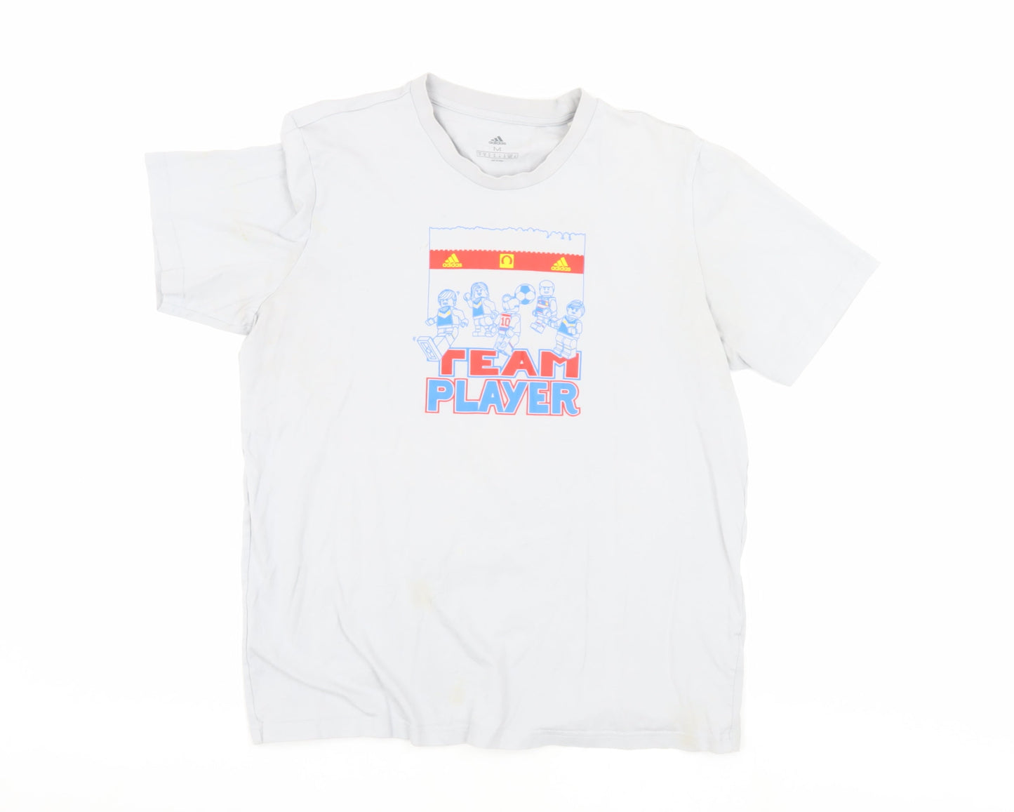 Adidas Men's White Graphic T-Shirt, Size M, Sporty Style