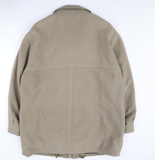 Bugatti Men's Beige Wool Mid-Length Coat, Size 42