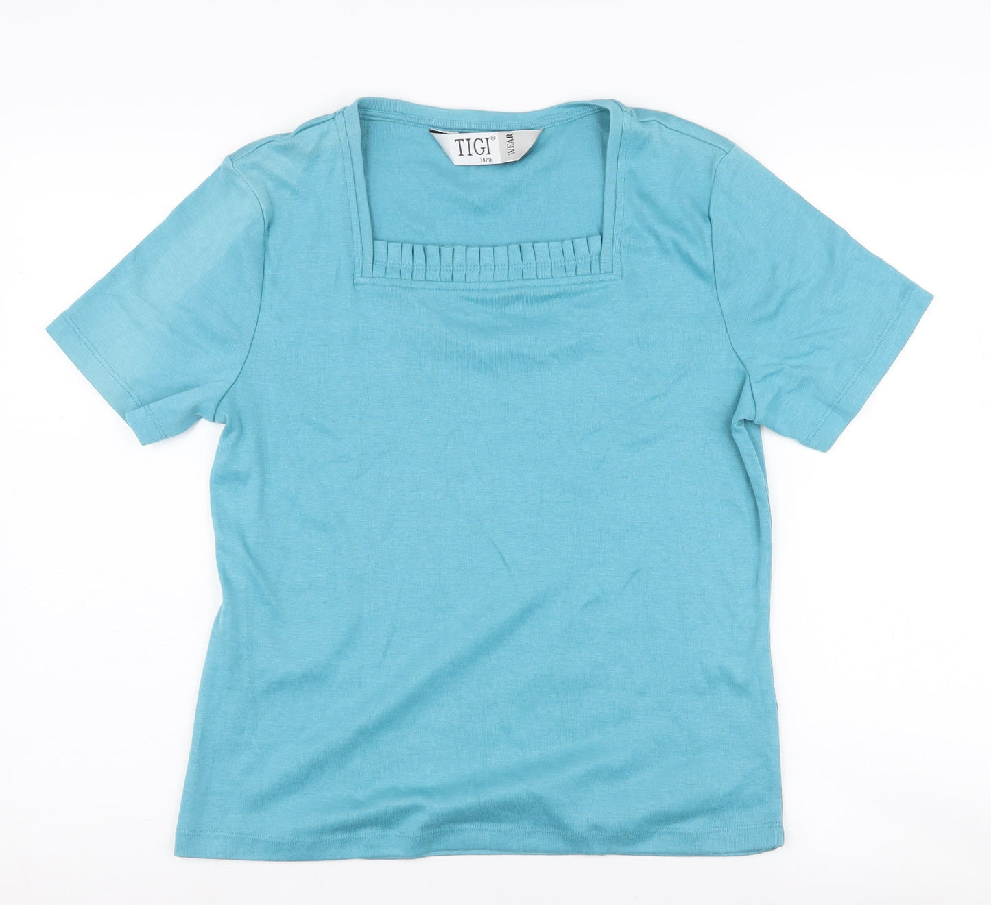 TIGI Wear Women's Blue Square Neck T-Shirt Size 14
