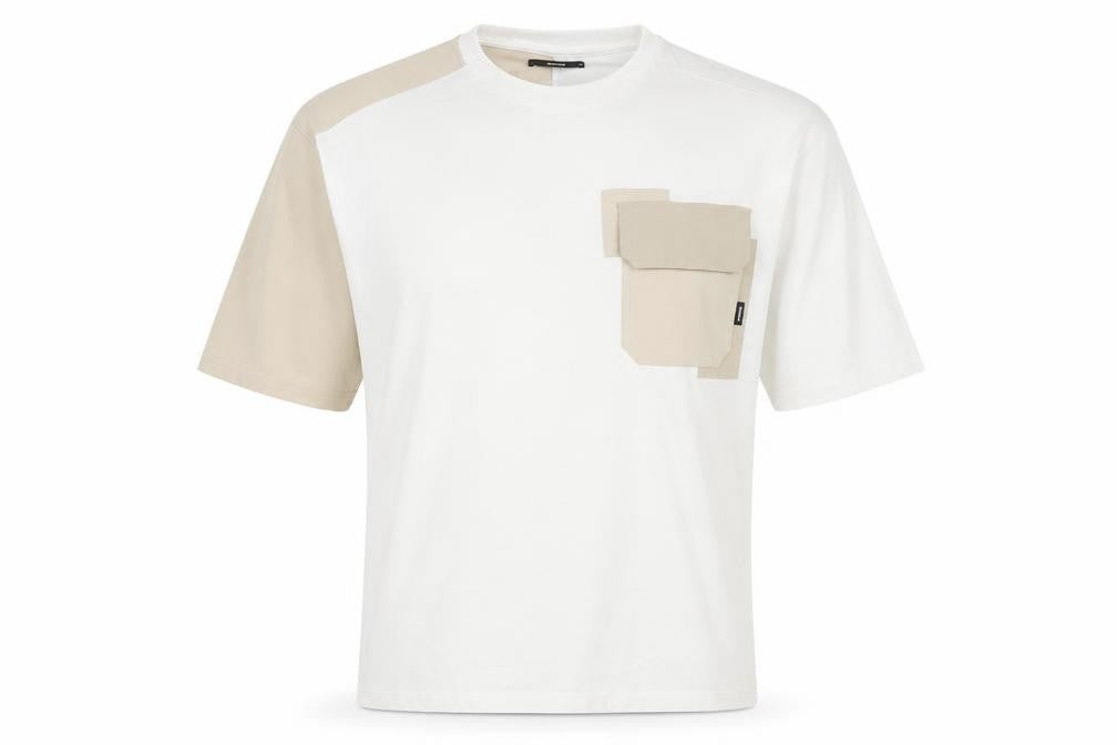 HISSO Men's White Colourblock Medium T-Shirt