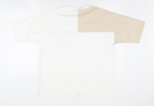 HISSO Men's White Colourblock Medium T-Shirt